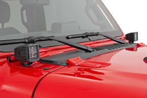 Jeep Wrangler LED Light Kit - Cowl Mount - Rough Country - Amber DRL - Black - '18-'23